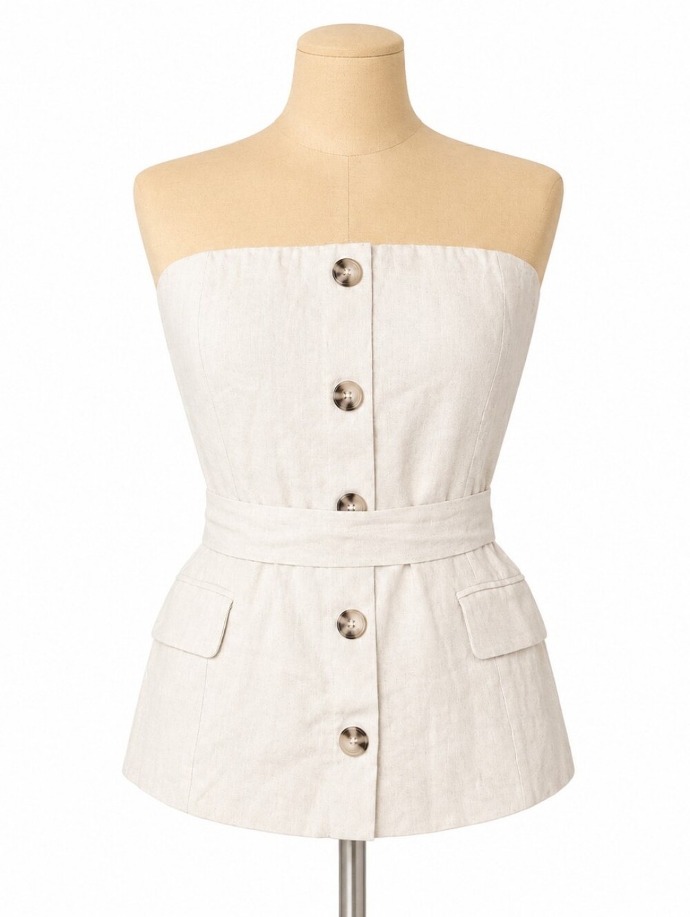 Bar III Strapless Linen Blend Romper White Size 6